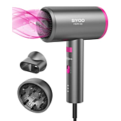 SIYOO Hair Dryer with Diffuser, 1600W Ionic Blow Dryer, Constant Temperature Hair Care Without Hair Damage, Lightweight Portable Travel Hairdryer for Christmas Gifts