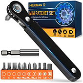Right Angle Screwdriver Dad Gifts - Tool Gifts for Men Women Who Have Everything 90 Degree Offset Screwdriver Bit Set Mini Ratchet for Tight Space Door Knob Sewing Machine Stocking Stuffers for Adult