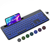 SABLUTE Wireless Keyboard with Bluetooth and 2.4GHz Mode, Backlight, Phone Holder - Light Up Rechargeable Multi-Device Keyboard with Quiet Typing for MacBook, PC, Laptop, Chromebook