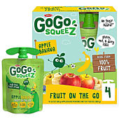 GoGo squeeZ Fruit on the Go, Apple Banana, 3.2 oz. (4 Pouches) - Tasty Kids Applesauce Snacks Made from Apples & Bananas - Gluten Free Snacks for Kids - Nut & Dairy Free - Vegan Snacks