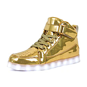 IGxx LED Light Up Shoes for Kids USB Recharging High Top LED Sneakers for Boys Girls Toddler Gold