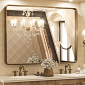 TETOTE 40 x 30 Inch Bronze Framed Mirror, Oil Rubbed Bronze Bathroom Vanity Mirror for Wall, Modern Farmhouse Champagne Bronze Metal Frame Mirror for Living Room (Horizontal/Vertical)