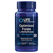 Life Extension Optimized Folate (L-Methylfolate) – Supports Heart & Brain Health – Non-GMO, Gluten-Free, Vegetarian –1700 mcg DFE — 100 Vegetarian Tablets