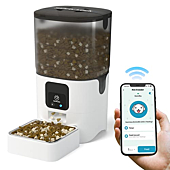 PAPIFEED Automatic Cat Feeders with APP Control, WiFi Enabled Smart Dry Food Dispenser with Alexa,Detachable Pet Feeder for Cleaning,Up to 30 Meals Per Day for Cats,Large Dogs,Multiple Pets(25 Cup/6L)