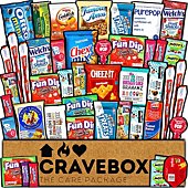 CRAVEBOX Snacks Box Variety Pack Care Package (45 Count) Christmas Treats Gift Basket Boxes Pack Adults Kids Grandkids Guys Girls Women Men Boyfriend Candy Birthday Cookies Chips Teenage Mix College Student Food Sampler Office