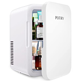 Mini Fridge, Potiry 6 Liter AC/DC Portable Thermoelectric Cooler and Warmer Mini Fridge for Bedroom Car Home Travel Mini Refrigerator for Skin Care Foods Medications