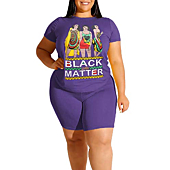 Purple Plus Size Summer Outfits Women Two Piece Tracksuit T Shirt Bodycon Shorts Jogger Set Rompers 1X