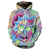 IRPONO Funny Cartoon Cosplay 3d Spoof Print Pullover Hoodie Classic Hoody Man/Women Style-02-X-Large