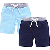 Mud Kingdom Toddler Boys Shorts 2 Pack Elastic Waist Sky Blue and Navy Blue 3T