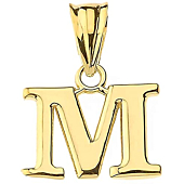 14K Yellow Gold Fine Mini Dangling Initial A-Z Charm 1/2" Pendant - Letter M