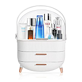 SOMODE Makeup Organizer,Portable Skincare Display case,Large Makeup Box with Clear Lid (WHITE)
