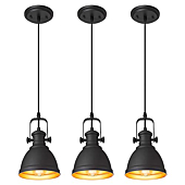 Audickic Pendant Lights, Minimalist Pendant Lighting for Kitchen Island, Hanging Light Fixtures with Black Metal, 3-Pack, AD-2151-1P3