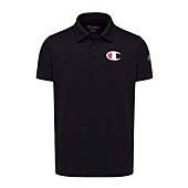Champion Heritage Kids Polo Short Sleeve Shirt, Boys Clothes | Activewear Shirt (Large, Black)