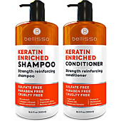Keratin Shampoo and Conditioner Set - Sulfate Free Deep Treatment with Morrocan Argan Oil - Anti Frizz for Dry Hair and Extra Shine