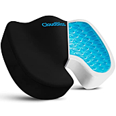 CloudBliss Gel Seat Cushion - Non-Slip Ergonomic Gel & Memory Foam - Coccyx,Tailbone,Sciatica & Back Pain Relief - Office Chairs,Car Seat,Wheelchair Cushion(Black)