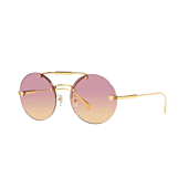 Versace Woman Sunglasses Gold Frame, Clear Orange Fuchsia Lenses, 56MM