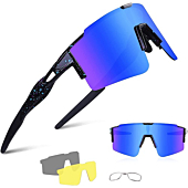 BangLong Cycling Sunglasses Polarized Sports Glasses for Men Women with 3 Interchangeable Lenses for Running Baseball Glasses