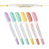ZEYAR Highlighters, Pastel Colors Dual Tips Marker Pen, Chisel and Fine Tips, 6 Macaron Colors, Water Based, Assorted Colors, Quick Dry (6 Macaron Colors)