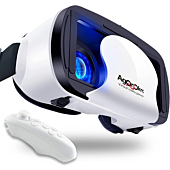 VR Headset with Controller Adjustable 3D VR Glasses Virtual Reality Headset HD Blu-ray Eye Protected Support 5~7 Inch with Controller