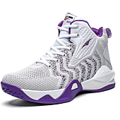 WELRUNG Women's Men's High Top Lightweight Fly-Weaving Running Jogging Sneakers Basketball Shoes for Youth Size Size 9.5/8 White Purple