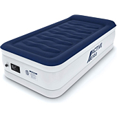 Active Era Luxury Twin Size Air Mattress (Single) - Elevated Inflatable Air Bed, Electric Built-in Pump, Raised Pillow & Structured I-Beam Technology, Height 21"