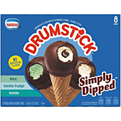 Drumstick, Simply Dipped Variety (Vanilla, Vanilla Fudge, Mint), 8 Count (Frozen)