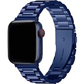 Fullmosa Compatible Apple Watch Band 42mm 44mm 45mm 38mm 40mm 41mm, Stainless Steel iWatch Band with Case for Apple Watch Series 7/6/5/4/3/2/1/SE, 42mm 44mm 45mm Blue