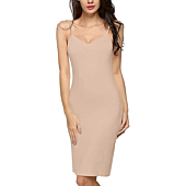 Avidlove Women Full Slips Cotton Blend V Neck Straight Dress Nightwear (nude,XL)