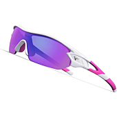 TOREGE Polarized Sports Sunglasses for Men Women Cycling Running Driving Fishing Golf Baseball Glasses TR02 Upgraded (White&Pink&Pink Lens)