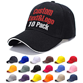 10PACK Custom Front&Back Baseball Cap 100% Cotton Personalized Embroidered Hat in Bulk 10 Pack