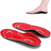 Walkomfy Pain Relief Orthotics, Plantar Fasciitis Arch Support Insoles Shoe Inserts for Maximum Support/All-Day Shock Absorption/Designed for Men and Women(Mens 4-4 1/2 | Womens 6-6 1/2, red-w107a)