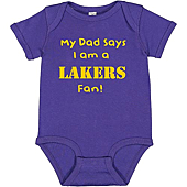 Campus Originals My Dad Says I am a LA Basketball Fan Cute Baby Bodysuit Shower Gift (6 Months), Purple, 4400