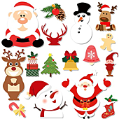 16Pcs Christmas Car Magnets Cute Refrigerator Magnets Xmas Holiday Decoration Stickers Magnetic Snowman Santa Reindeer Tree Gingerbread Accessories for Garage Door, Mailbox