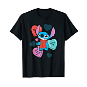 Disney Stitch Funny Candy Hearts Valentine's Day T-Shirt