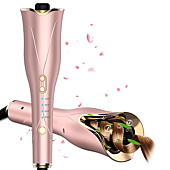 Auto Hair Curler, Automatic Curling Iron Wand with 1" Large Rotating Barrel & 4 Temps & 3 Timer Settings, Curling Iron with Dual Voltage, Auto Shut-Off, Fast Heating for Hair Styling (Rose Gold)