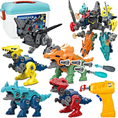 Kidcia Dinosaur Toys for Kids 3-5/5-7, 5 in 1 Take Apart Dinosaur Toys with Electric Drill, Building STEM Toys for 3 4 5 6 7 Year Old Boys, Educational Transforming Toys, Birthday Gifts for Boys&Girls