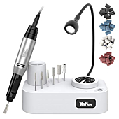 YaFex Professional Nail Drill Machine, 30000RPM Electric Nail File for Acrylic Nails, Electric Nail Filer Kit with a LED Lamp, 6 Drill Bits, 36 Sanding Bands for Shaping, Polishing