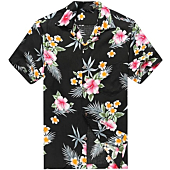 Hawaii Hangover Men's Hawaiian Shirt Aloha Shirt XS Hibiscus Black