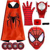 Superhero Capes for Kids Set Superhero Toys for Boys Girls Party Supplies Christmas Halloween Gifts (Red)