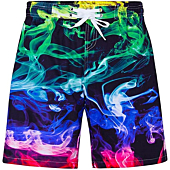 Lovekider Boys Swim Trunks Summer Surf Board Shorts Outdoor 3D Print Cool Smoke Shorts Waterproof Beach Bathing Suit 13-14T