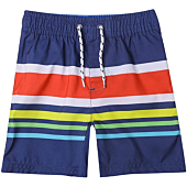 LIZENS Boys Swim Trunks UPF 50+ Quick Dry Striped Bathing Suit Swimsuit Little Boys Swimwear (3-6 Months, Rainbow)