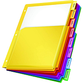 Oxford Expanding Plastic Binder Dividers, Flexible Front Pockets Expand 1/4", 8 Tab, Insertable Multicolor Tabs, Letter Size, 3 Sets (89605)