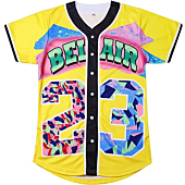 CUTHBERT 90s Outfit for Women,Bel Air Baseball 23 Jersey Shirt for Theme Party,Short Sleeve Jersey Shirt for Party and Club (23Citrine, X-Small)