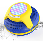 Pool Floating IPX7 Waterproof Bluetooth Speaker, Portable Wireless Shower Speakers with Deep Bass and Colorful LED Light for Outdoor Swimming Pool Hot Tub Home Party (Yellow)
