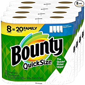 Bounty Quick Size Paper Towels, White, 4 Packs Of 2 Family Rolls = 8 Family Rolls