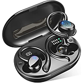 Wireless Earbud, Sport Bluetooth 5.1 Headphones with Earhooks Wireless Earphones in-Ear with Immersive Sound, Bluetooth Earbud IP7 Waterproof, Noise Cancelling, Dual LED Display, 48H Playtime, Running