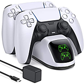 PS5 Controller Charging Station for Playstation 5 Dualsense Controller with Dual Stand Charger Dock, Upgrade PS5 Controller Charger Accessories Incl. Fast Charging Cable, PS5 Charging Station White