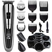 SOEYE Men's Grooming Kit 5in1 Cordless Beard Trimmer Hair Clippers for Men Electric Shavers with Hair Clipper Razors Nose Trimmers Barber Beard USB Rechargeable Professional LCD Multi-Function Shaver