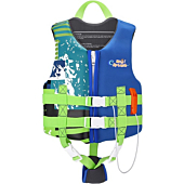 HeySplash Life Jacket for Kids, Child Size Watersports Swim Vest Flotation Device Trainer Vest with Survival Whistle, Easy on and Off, Indigo, Medium Size (Suitable for 37-55 lb)