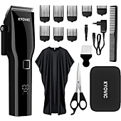 KYOVIC Professional Hair Clipper Cordless Hair Trimmer, 8 Comb attachments, LED Display, Long Battery Life Over 120 Minutes - Complete Set of Hair Clippers for Both Men and Women.